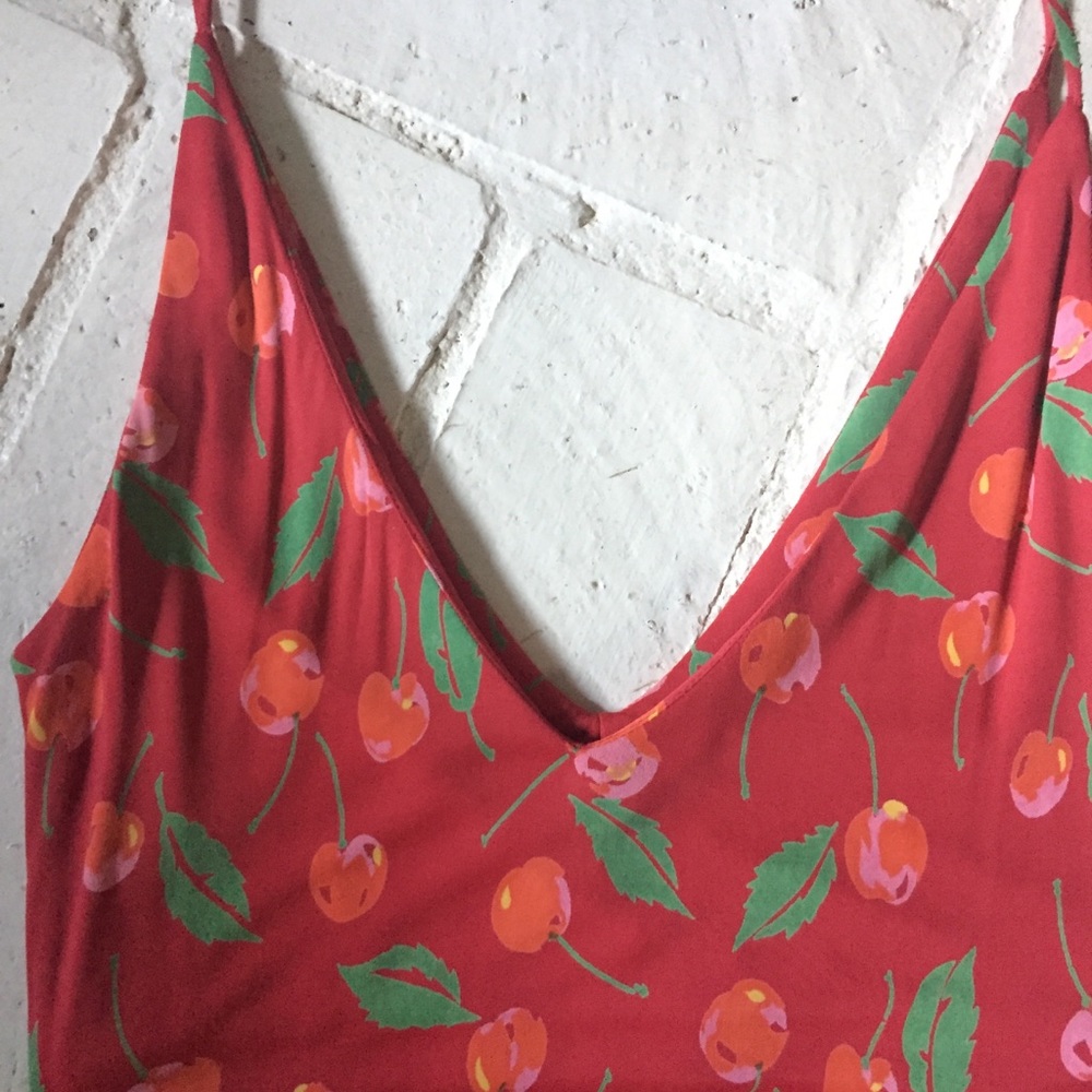 Vintage Free People cherry print slip dress